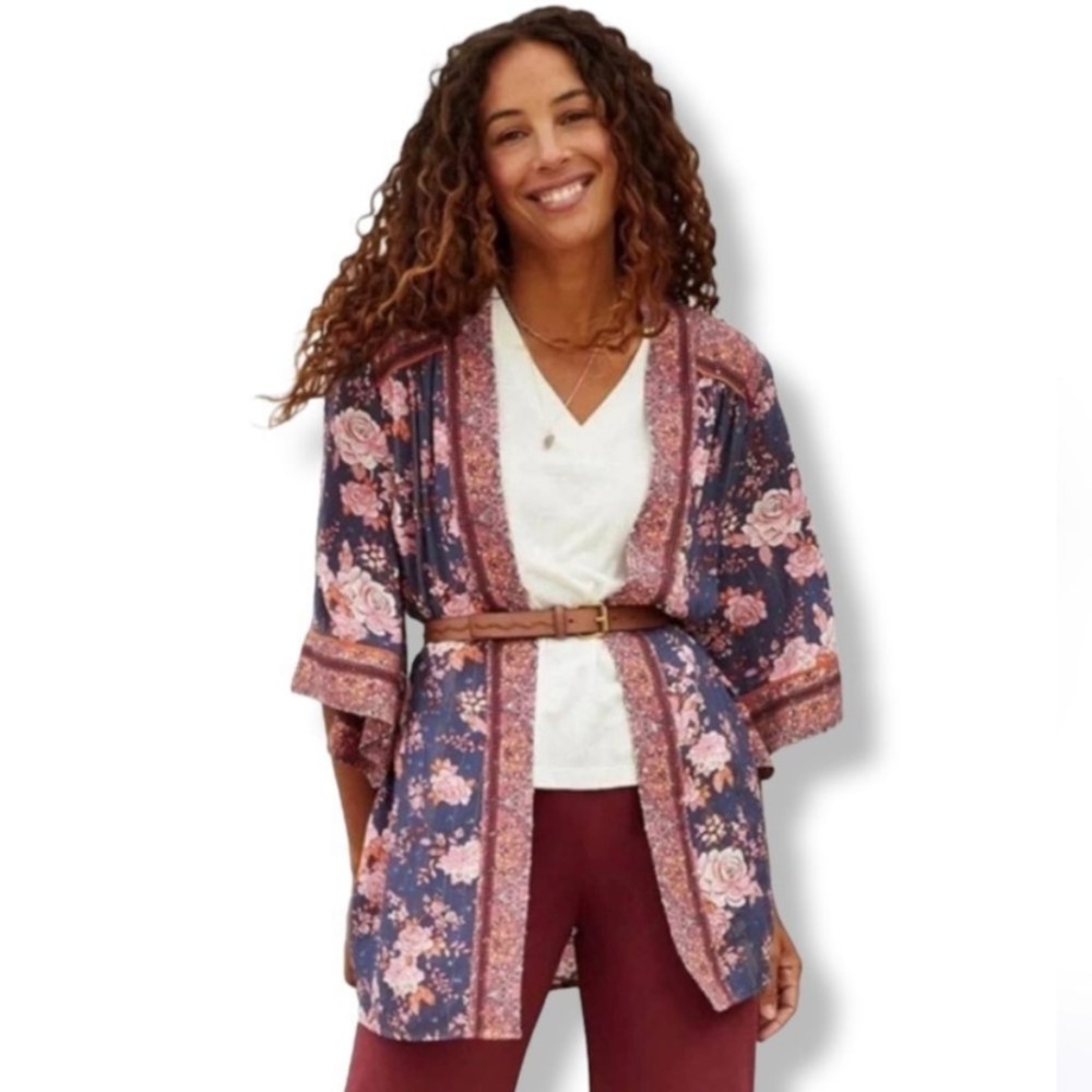 Matilda Jane Olivia Floral Print Kimono with metallic threads women's XS/S